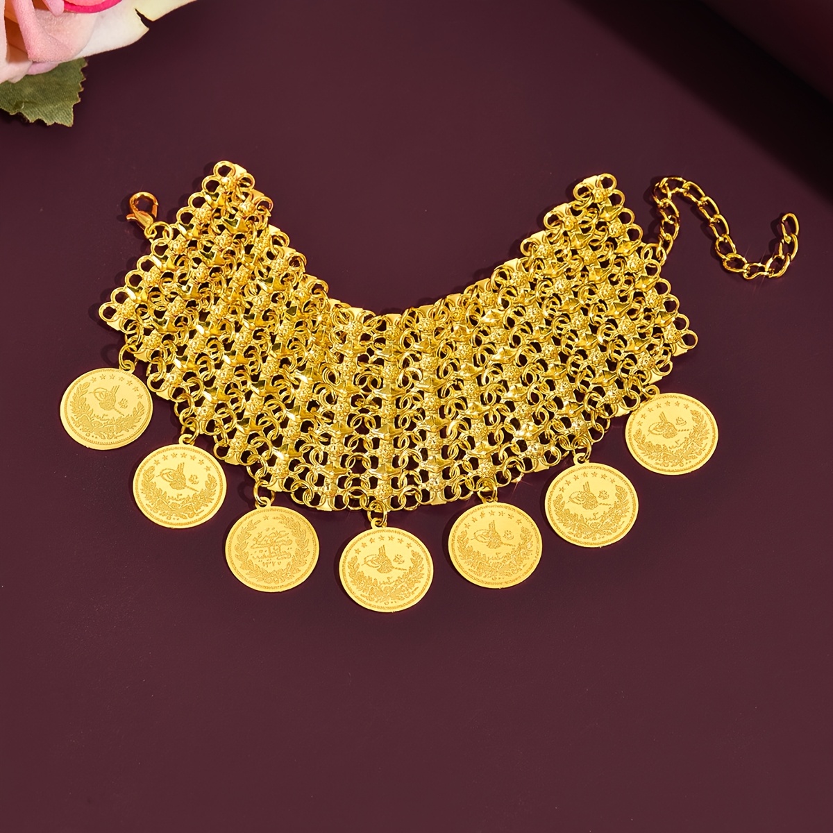 Heart-Shaped Tassel Ethnic Bracelet with Golden Detailing